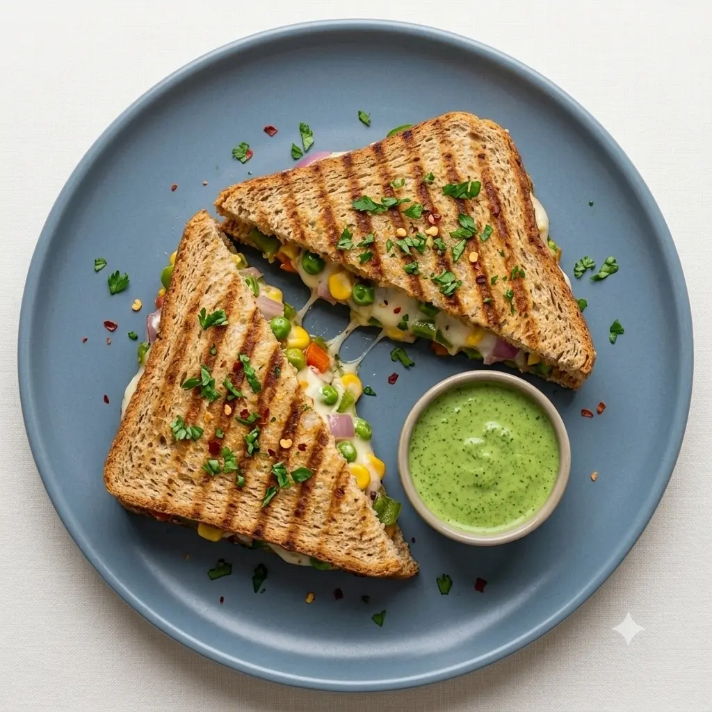 Veg Grilled Sandwich with French Fries